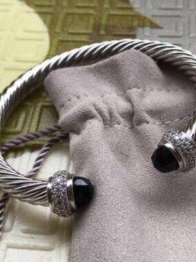 David Yurman Black Onyx Bracelet w Diamonds -7mm